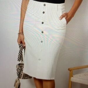 Paige white denim Meadow midi skirt sz 27